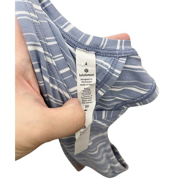 Lululemon Striped All Tied Up Open Back Sleeveless Tank Top Stretch Gray Size 4 - Picture 7 of 9